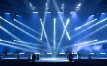 Online,Event,Entertainment,Concept.,Background,For,Online,Concert.,Blue,Stage