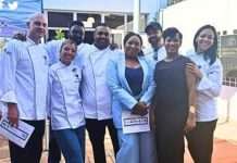 Doug Momberg, Seham Berriche, Devandra Narismulu, Romarlin Govender, Precious Maseko, Thandeka Feliti, Dasen Sarugaser, Shannon Boyd. SA Chefs