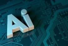 AI in Event Tech: Stop Running Events. Start Winning Them. The letters AI in white 3D block font on a dark teal circuit board, Event Tech
